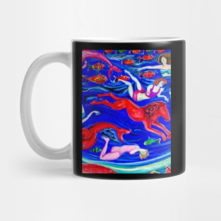 The lions in the oceans with mermaids and fish for sea lovers and animal lovers Mug